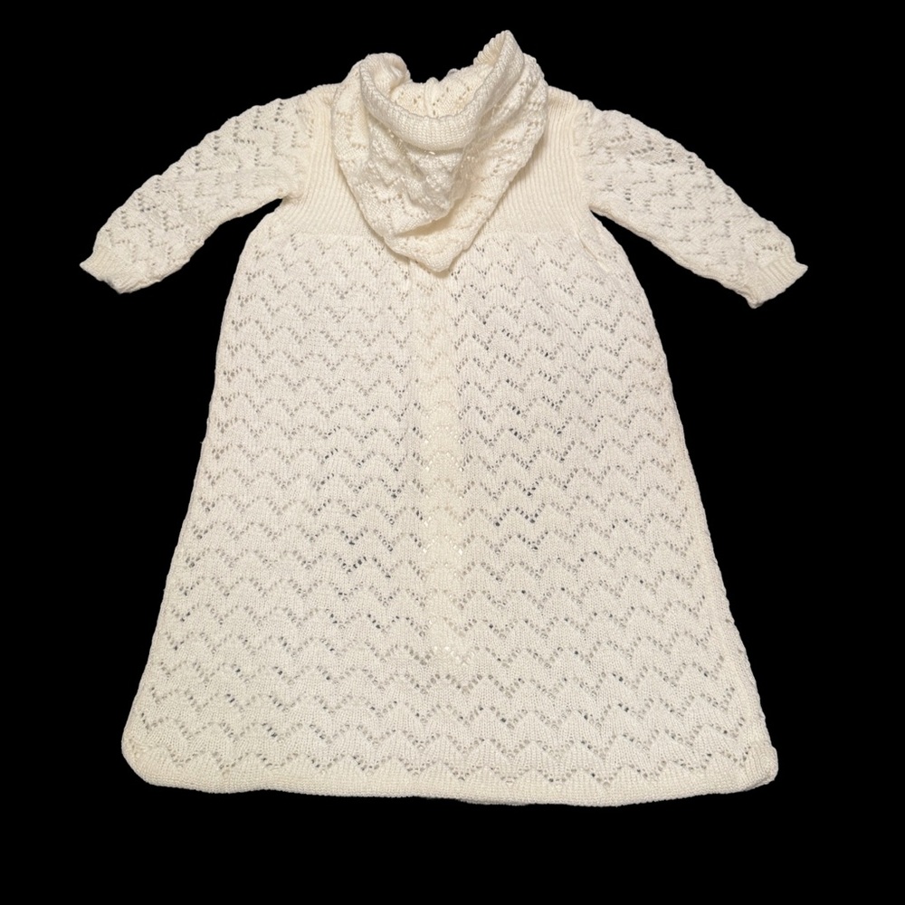 Vintage 1980s Nann-Knits Knit Baby Bunting Sweater with Hood & Zipper